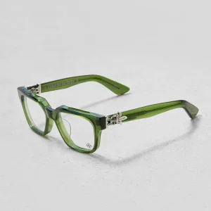 green chrome heart glasses