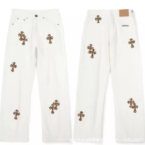 Chrome Hearts Levi’s 501 Leopard Cross White Jeans