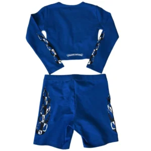blue chrome hearts short set