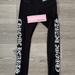 Chrome Hearts Scroll Script Logo Women's Black Leggings